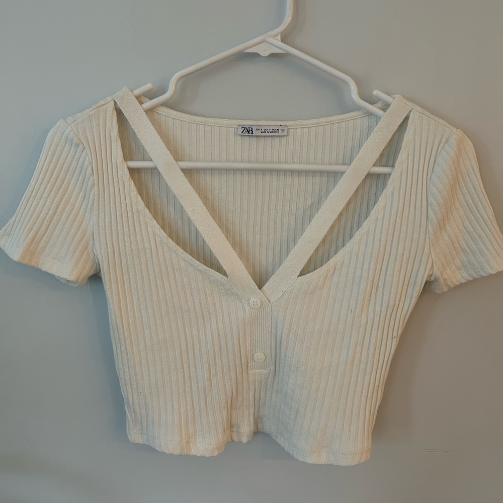 Zara tight cropped cut out tee